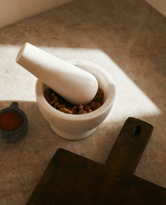 MARBLE PESTLE AND MORTAR