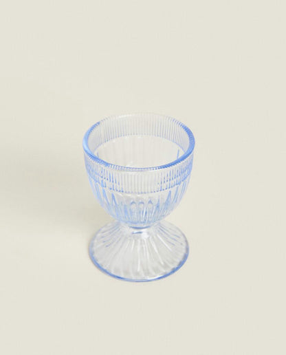 GLASS EGG CUP WITH RAISED DETAIL