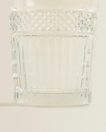 RAISED DESIGN GLASS TUMBLER