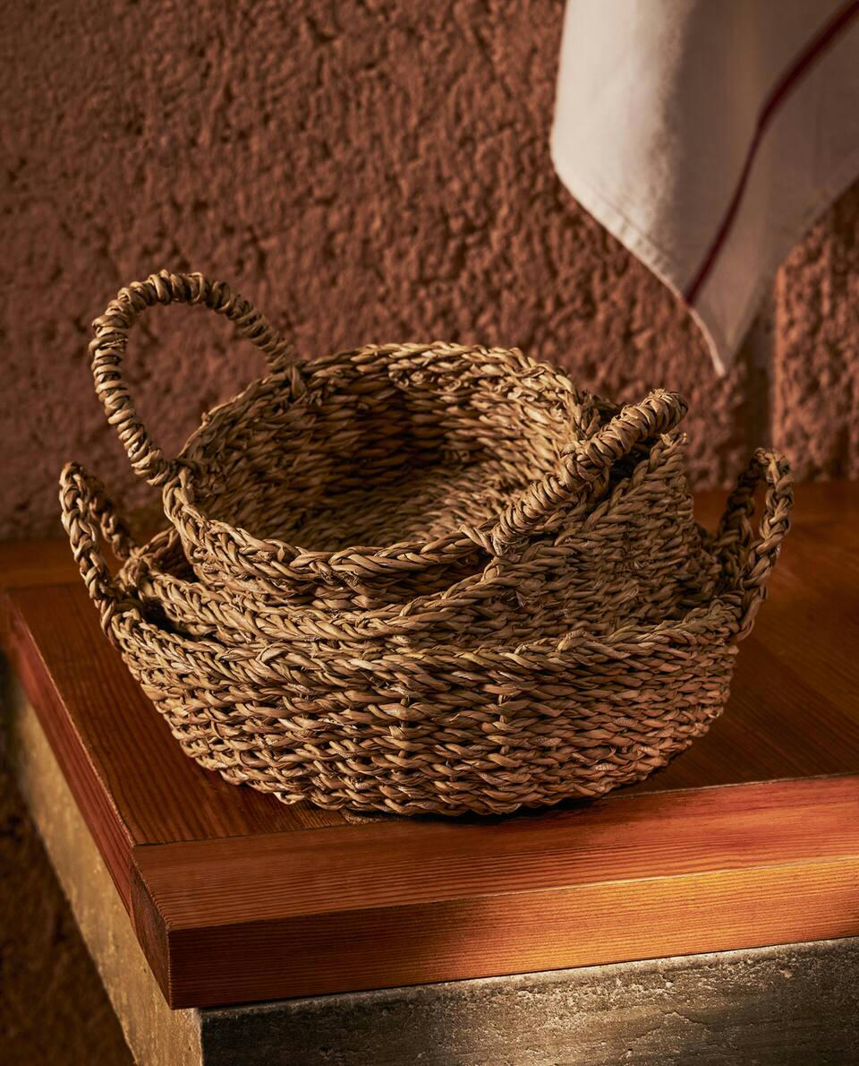 BRAIDED BASKET WITH HANDLES