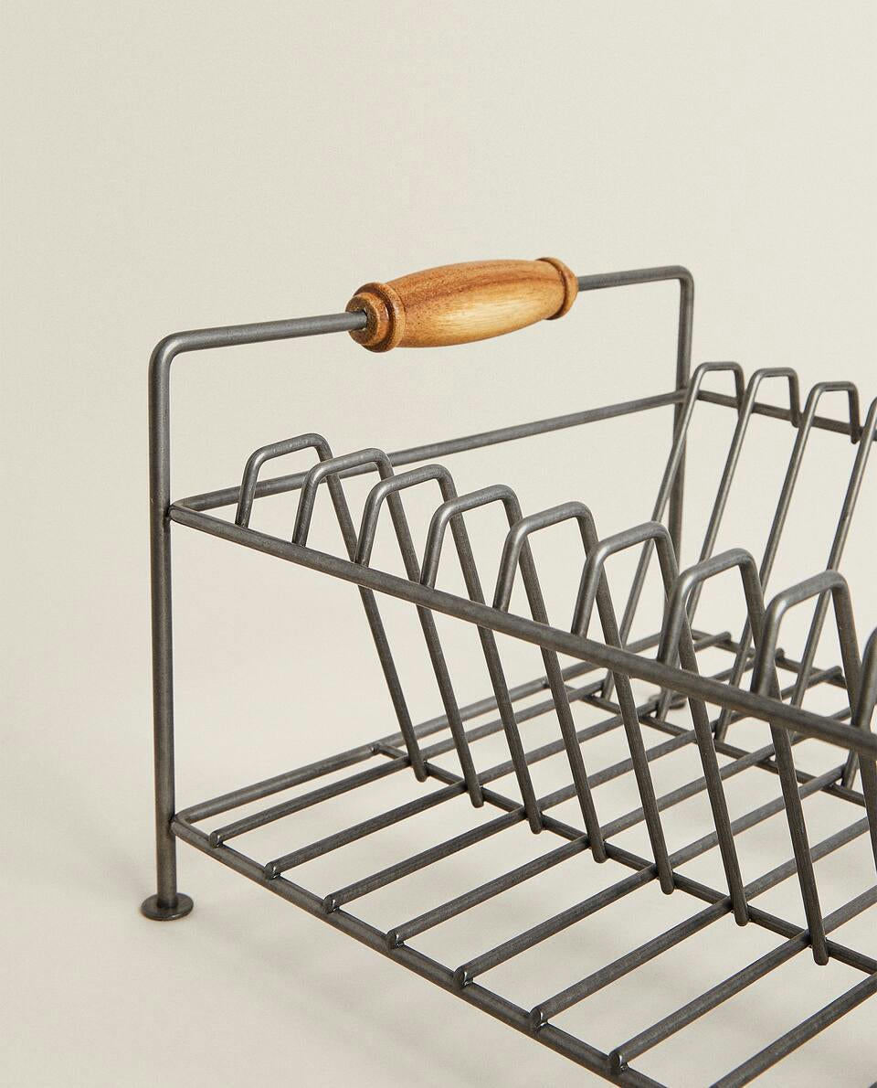 IRON AND ACACIA WOOD DRYING RACK
