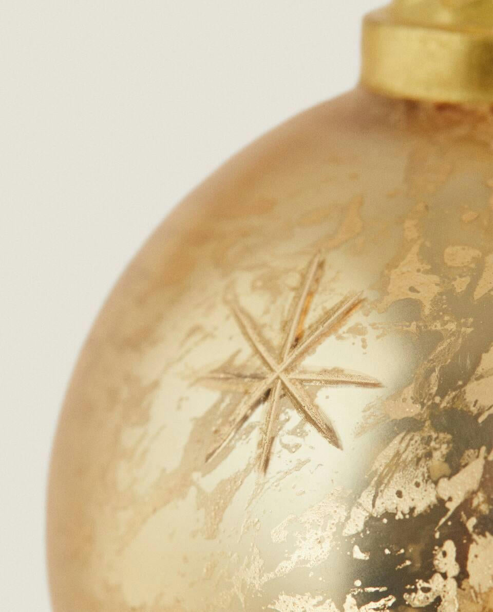 GLASS CHRISTMAS STARS BAUBLE DECORATION