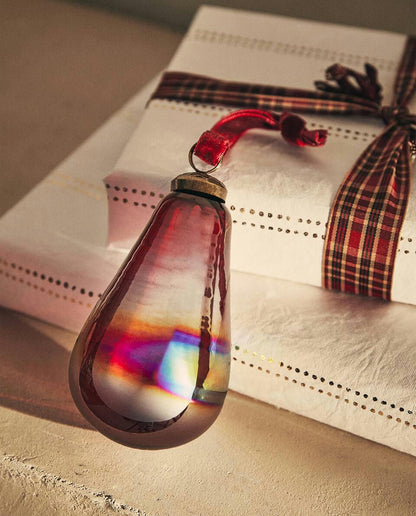 GLASS PEAR CHRISTMAS DECORATION