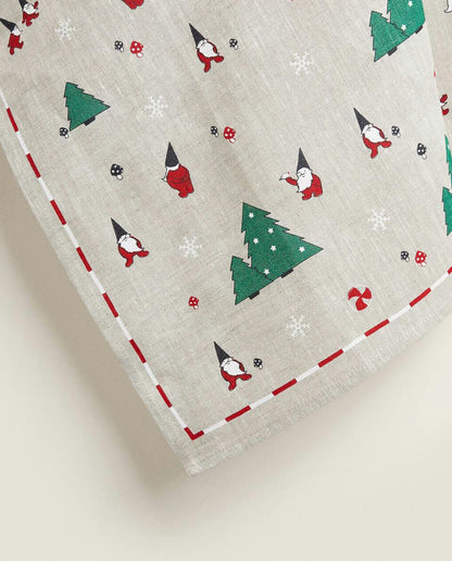 LINEN TEA TOWEL WITH CHRISTMAS TREES
