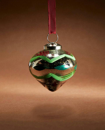 MERCURISED GLASS SPINNING TOP CHRISTMAS DECORATION