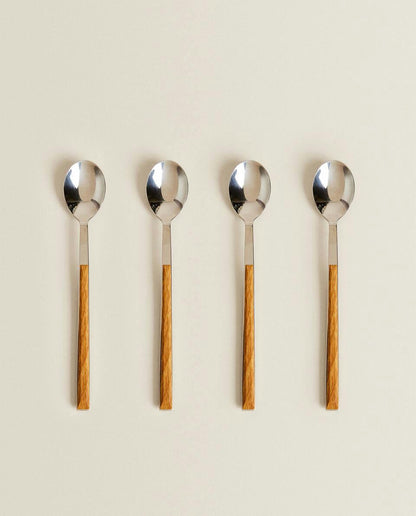 4-TEASPOON BOX WITH WOOD-EFFECT HANDLE