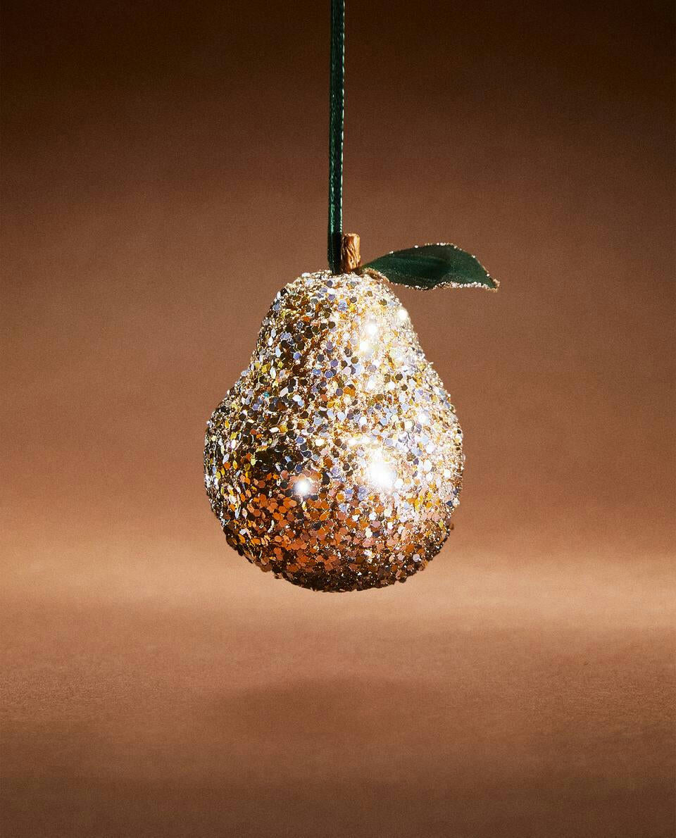 GLITTERY CHRISTMAS PEAR DECORATION