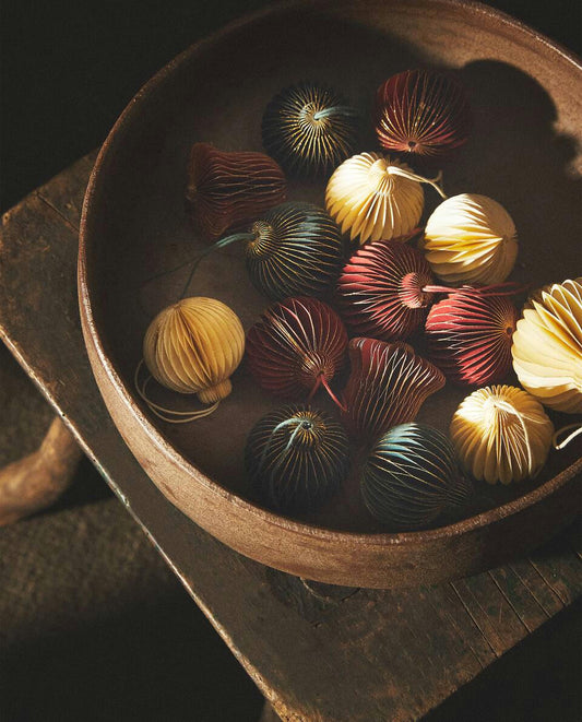 PACK OF CHRISTMAS PAPER BAUBLE DECORATIONS (PACK OF 6)