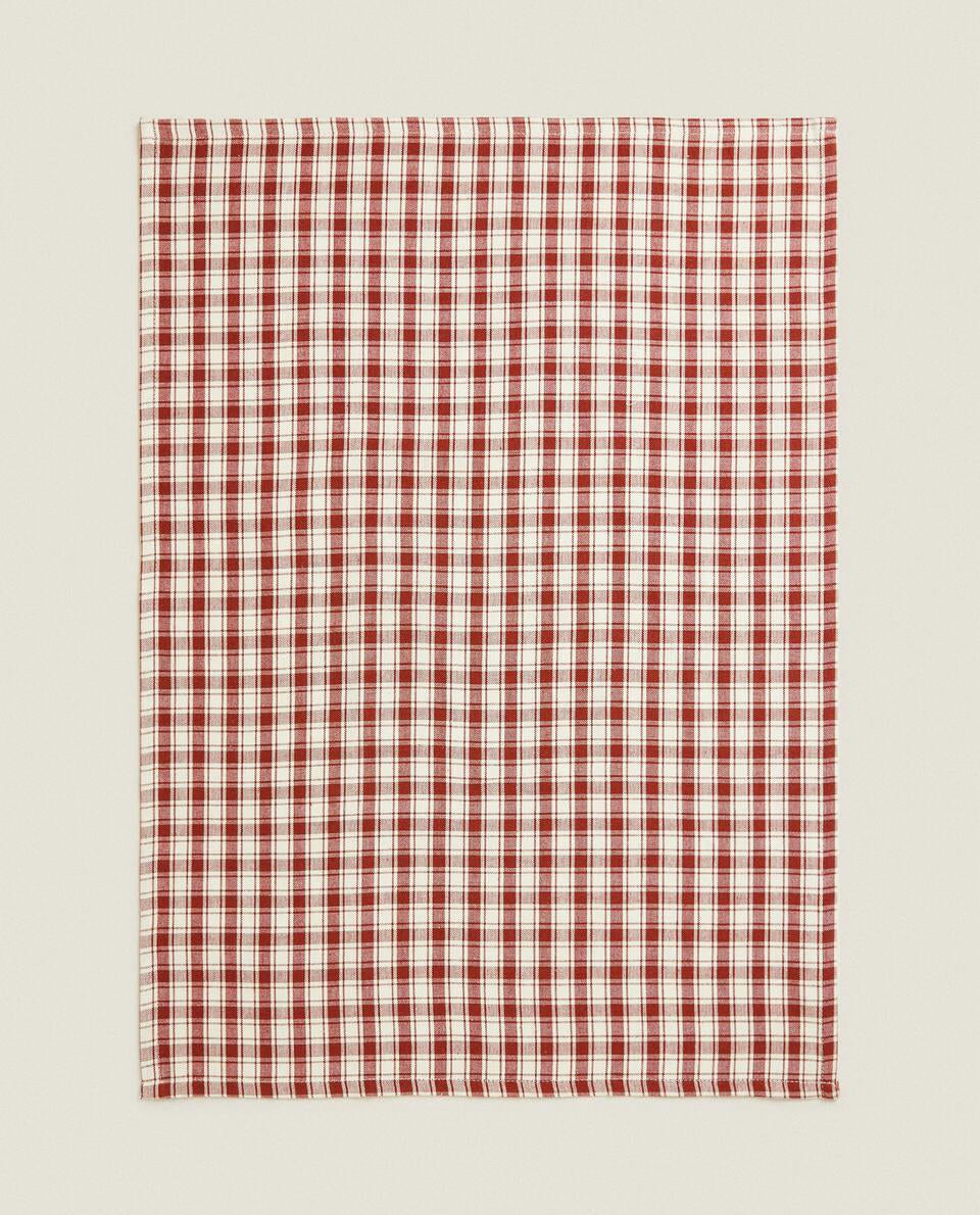 COLOURED CHECK TEA TOWELS (PACK OF 2)