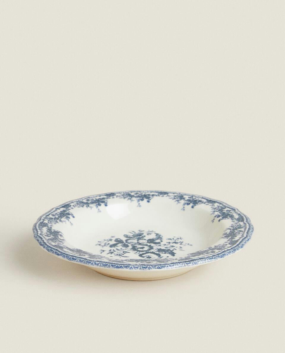 FLORAL EARTHENWARE SOUP PLATE